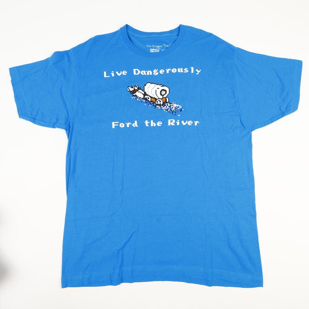 The Oregon Trail Mens XL Ripple Junction T-Shirt Live Dangerously Ford the River
